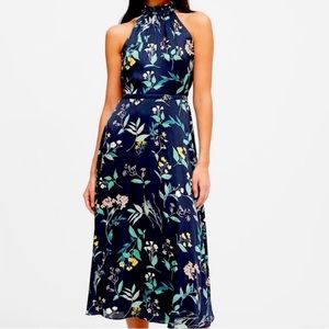 NWT Floral soft satin halter midi dress